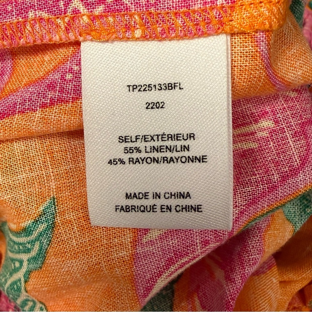 10 Crosby Derek Lam Cecelia Tiered Printed Linen-blend Orange Midi Dress Size 4 - Picture 16 of 16